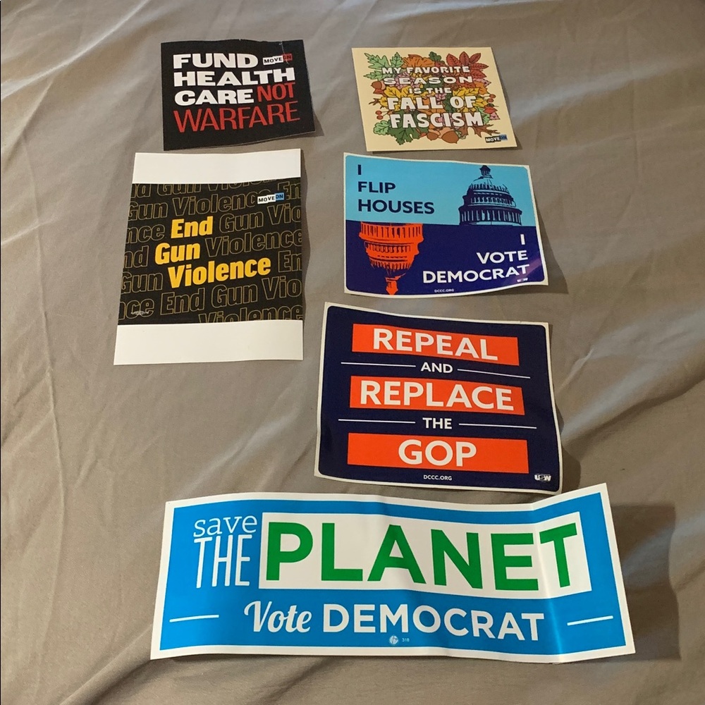 Political Sticker Set. Pro-Democrat anti-Republican.